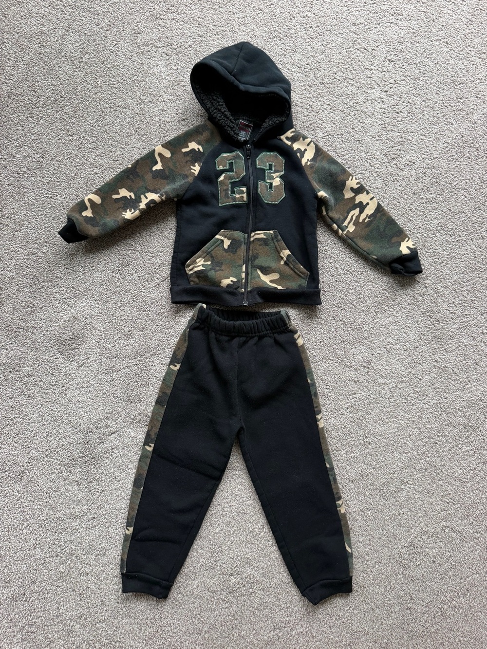 Kids' Black Jogger Sweatpants with Camo Side Panels